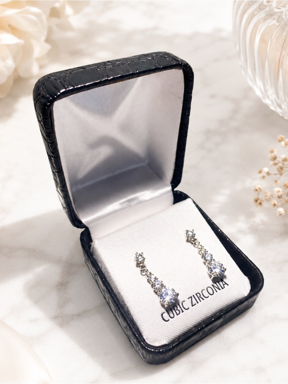 Tear Drop Stud Earrings Cubic Zirconia